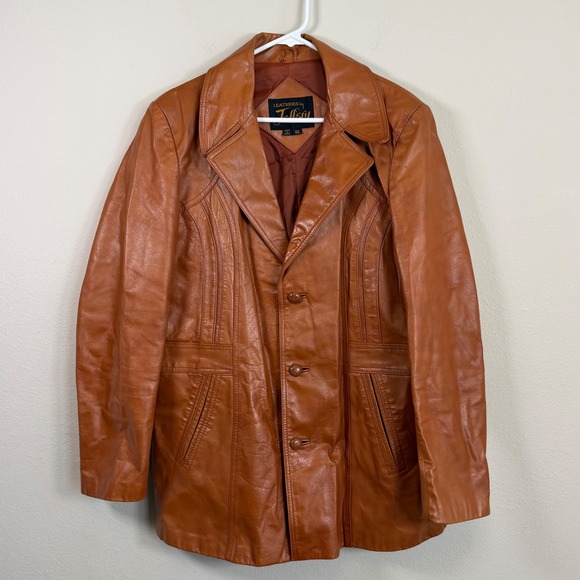 Other - Vintage Jeffery 70s Leather Jacket 42 Cognac Brown Mod Disco Boho Western